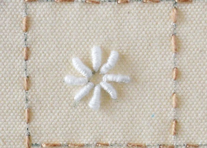 Bullionstich-Blumen: Gänseblümchen Schritt 2