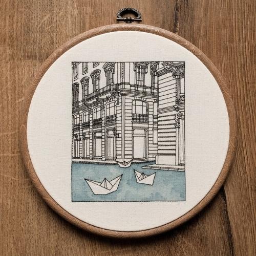 Architettura e barchette di carta ricamo a mano modello di ALIFERA su Etsy
