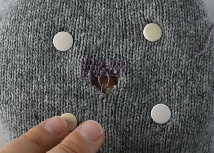 Scotch darning stitch mending tutorial step 6 image