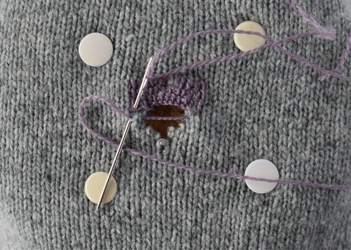 Scotch darning stitch mending tutorial step 7 image