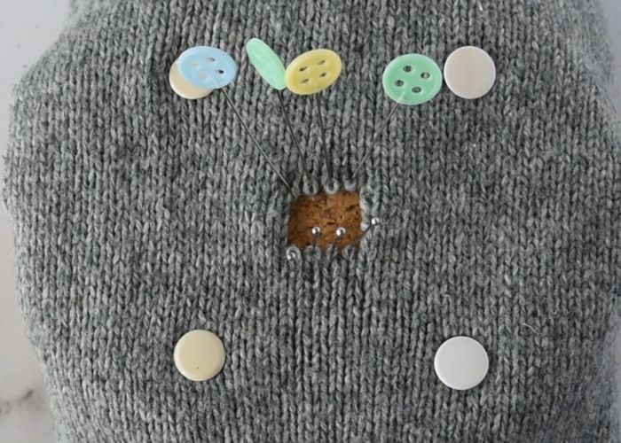 Swiss darning sweater mending tutorial step 1 image
