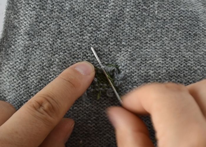 Swiss darning sweater mending tutorial step 11 image