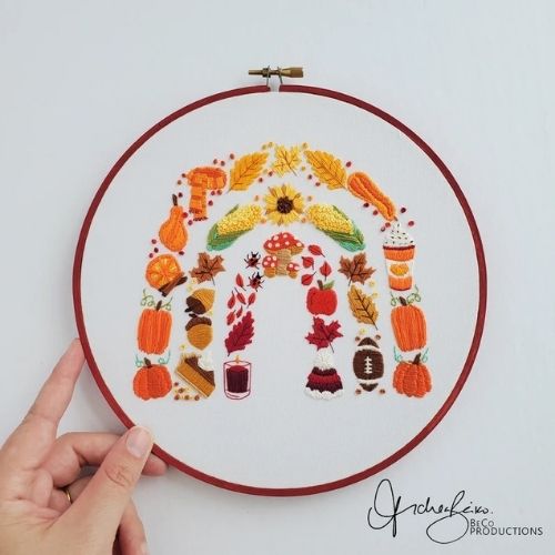 Autumn Rainbow embroidery pattern & guide by BeCoProductions on Etsy