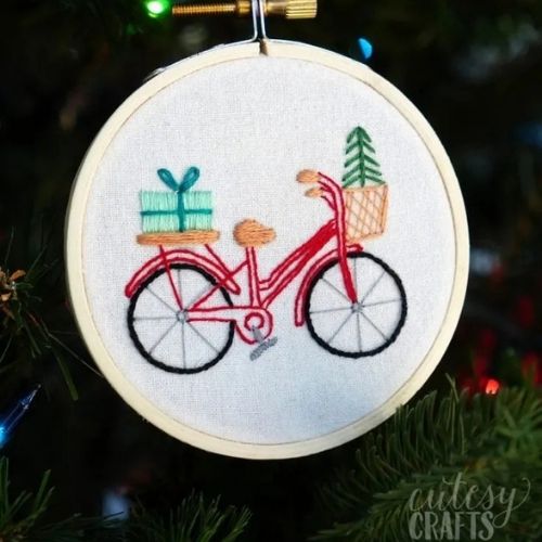 Embroidered Bike Ornament by Cutesy Crafts